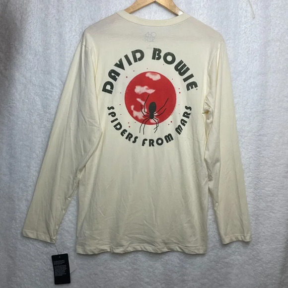 NWT Chaser Mens L David Bowie Long Sleeve T-Shirt Spiders From Mars Ivory/Cream - Picture 8 of 9